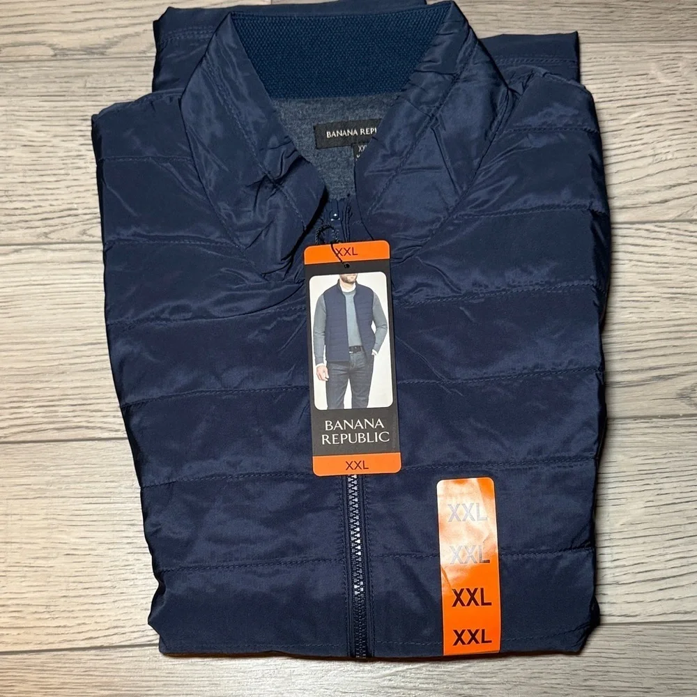 NEW! Banana Republic Men’s Quilted Puffer Vest Jacket Blue XXL